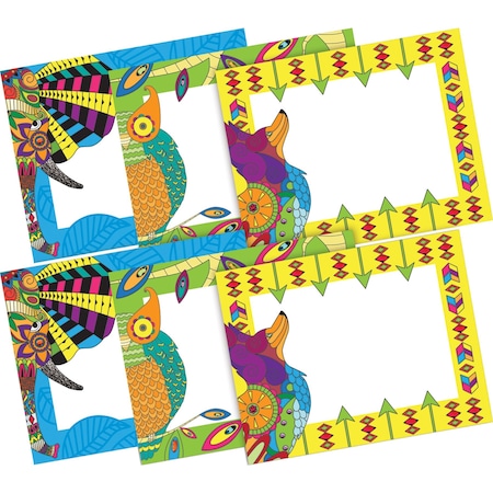 Barker Creek Bohemian Animals Name Tags/Self-Adhesive Labels, Multi-Design Set, 90/Set 3774
